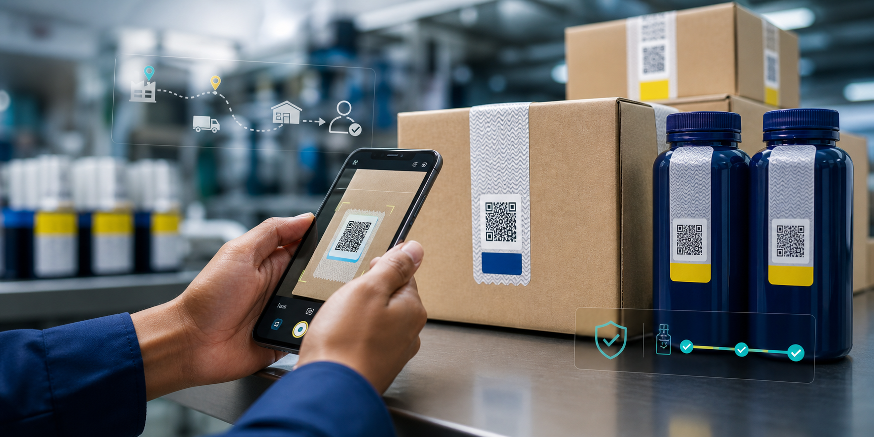 Track and trace labels with QR authentication