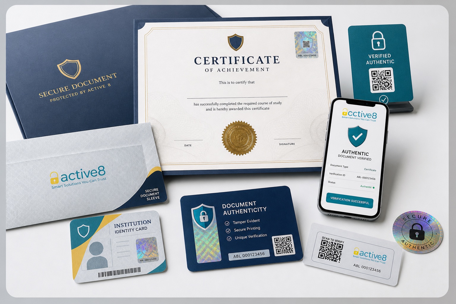Secure certificate and education document verification materials